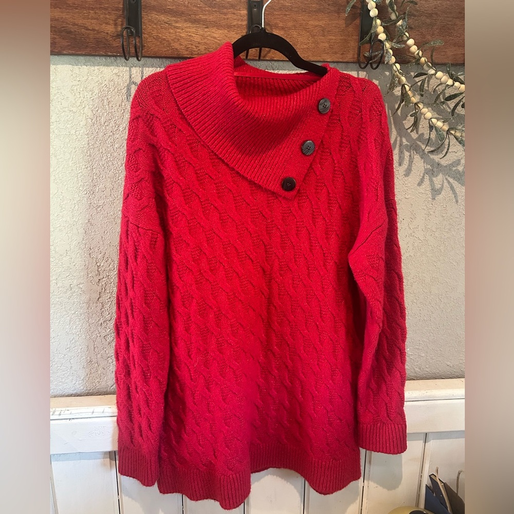 Westbound Red Cable Knit Tunic Sz Large